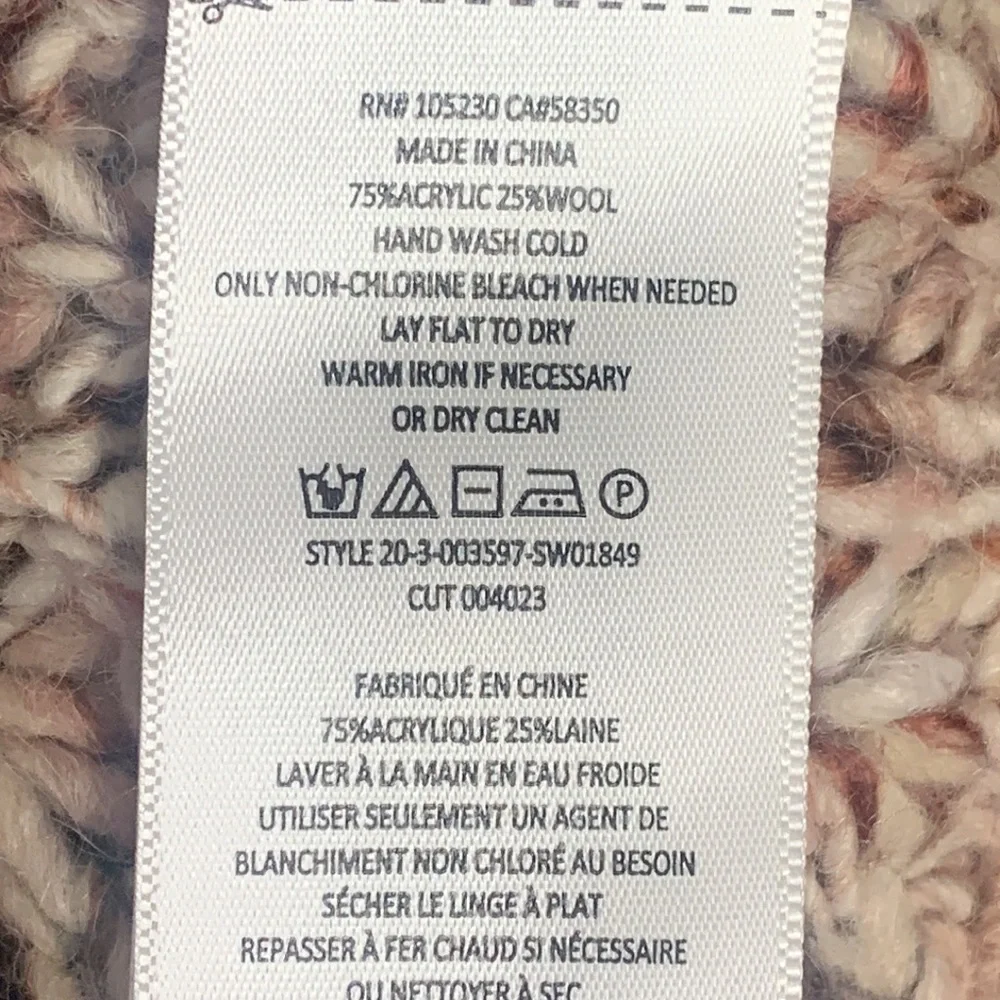 Joie Meghan Cable Knit Fringe Rose Sweater Boho Wool Blend Women XL Pullover top